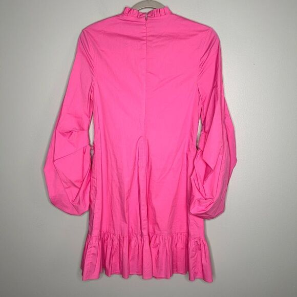 STAUD CAROLINA LONG SLEEVE RUFFLED DRESS IN WILD ORCHID - Picture 6 of 7